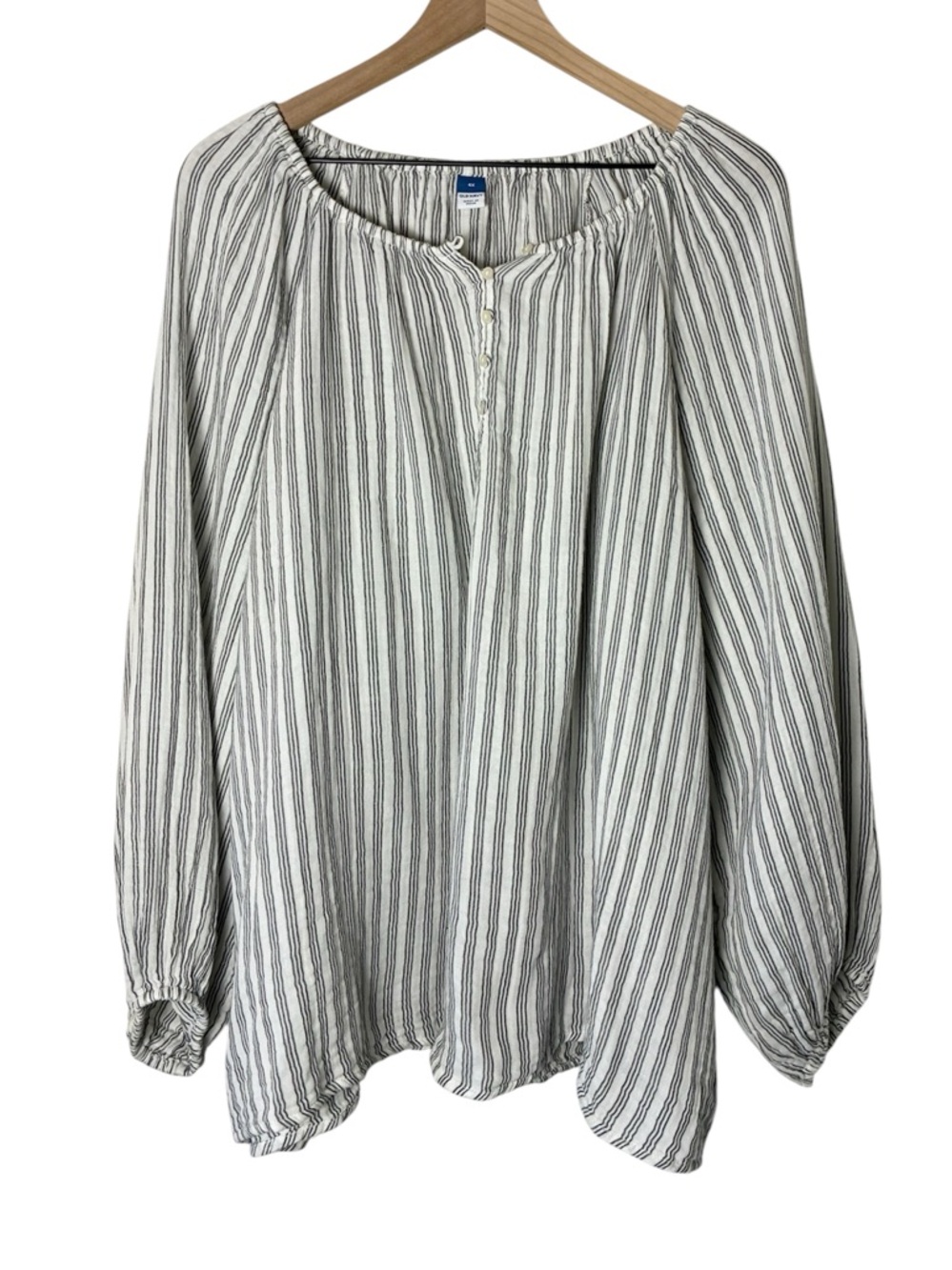 Old Navy Poet Top Stripes Puff Sleeves Peasant Style Blouse Long Sleeve